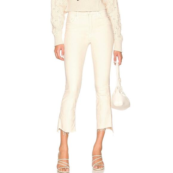 Mother The Insider Crop Step Fray Size 26 Chalk Cream Jeans Lightweight Neutral - Picture 6 of 16